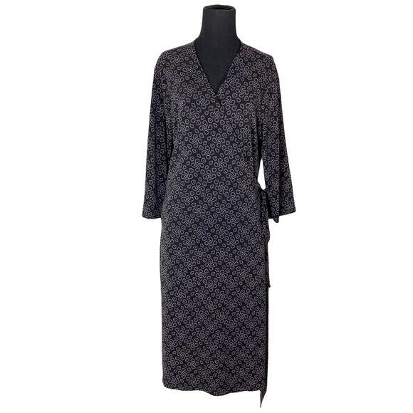 NWOT GEORGE Dress XL Stretch Wrap 3/4 Sleeve Knee Geometric Pattern - Picture 1 of 7